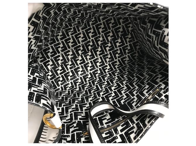 Fendi 8BH357 Joshua Vides Kollaboration Shopper Tasche Schwarz Weiß - Ansicht 8