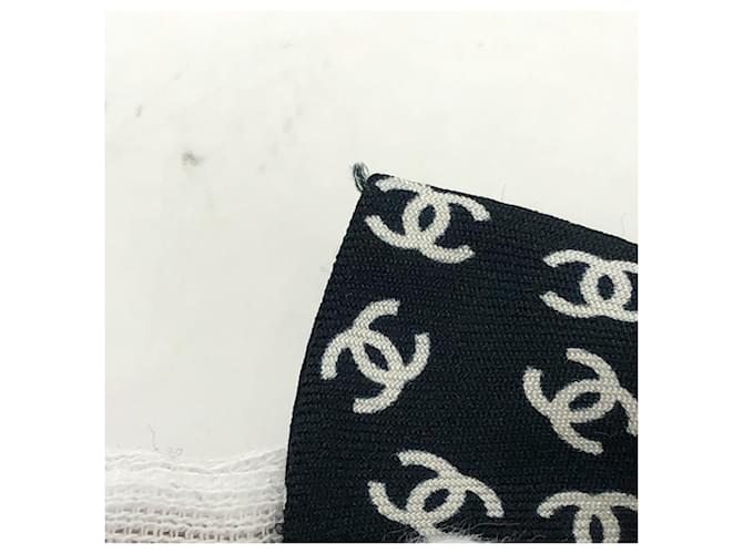 Scrunchie per capelli in nastro Chanel con logo Coco Nero Bianco - vista 4
