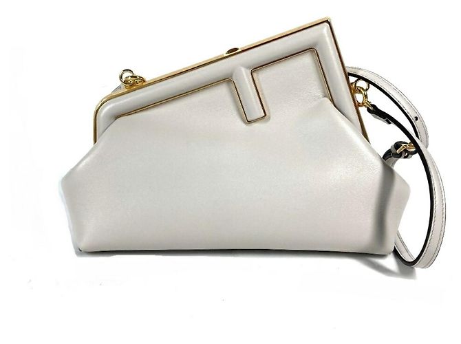 Fendi 8BP129 Pochette First Piccola Borsa a Spalla Marrone Bianco - vista 10