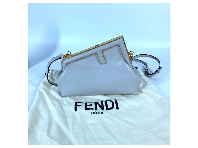 Fendi 8BP129 Pochette First Piccola Borsa a Spalla Marrone Bianco - vista 9