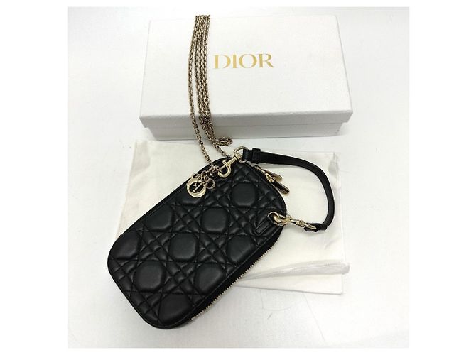Borsa a spalla con catena e custodia per telefono Cannage Christian Dior Nero - vista 10
