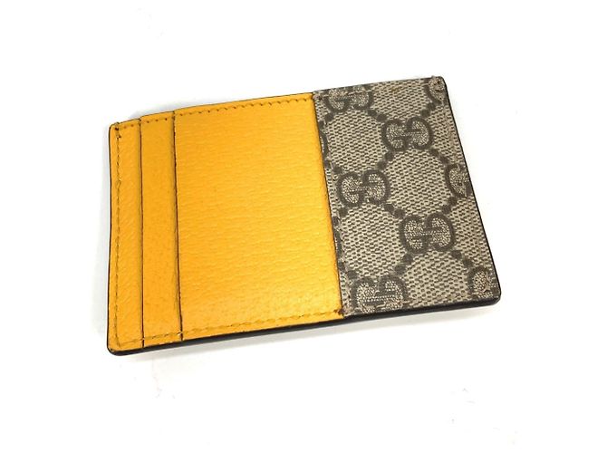 Gucci GG Supreme Cat Head Neo Pass Case Brown Yellow - view 2