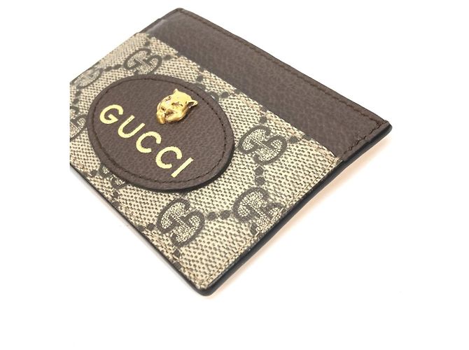 Gucci GG Supreme Cat Head Neo Pass Case Brown Yellow - view 7