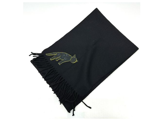 Stola in lana nera Fendi con motivo leopardato Nero - vista 6