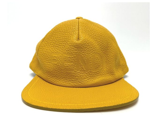 Fendi FXQ768 Yellow Leather Cap - view 3