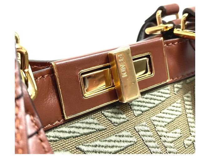 Fendi 8BH374 FF Peekaboo X Tote Schultertasche Grün - Ansicht 10