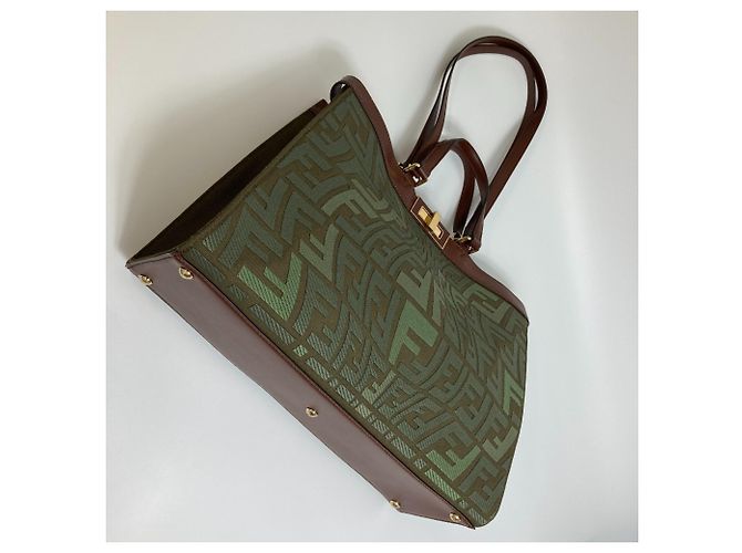 Fendi 8BH374 FF Peekaboo X Tote Schultertasche Grün - Ansicht 11