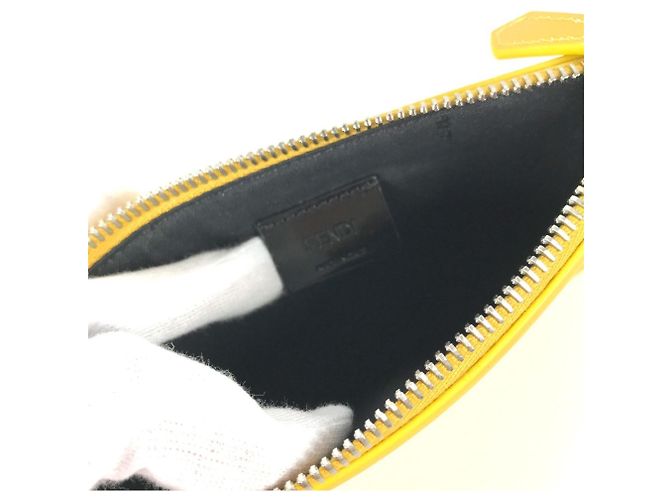 Pochette in pelle gialla Fendi Giallo - vista 10
