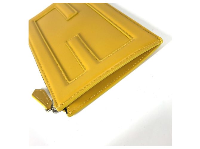 Pochette in pelle gialla Fendi Giallo - vista 7