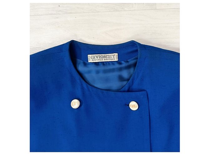 Vintage 1980 Givenchy blaues Leinenkleid - Ansicht 4