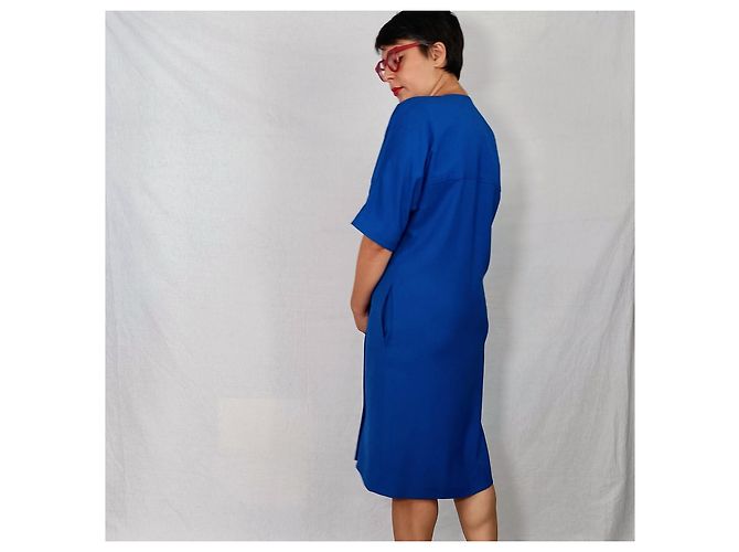Vintage 1980 Givenchy blaues Leinenkleid - Ansicht 8