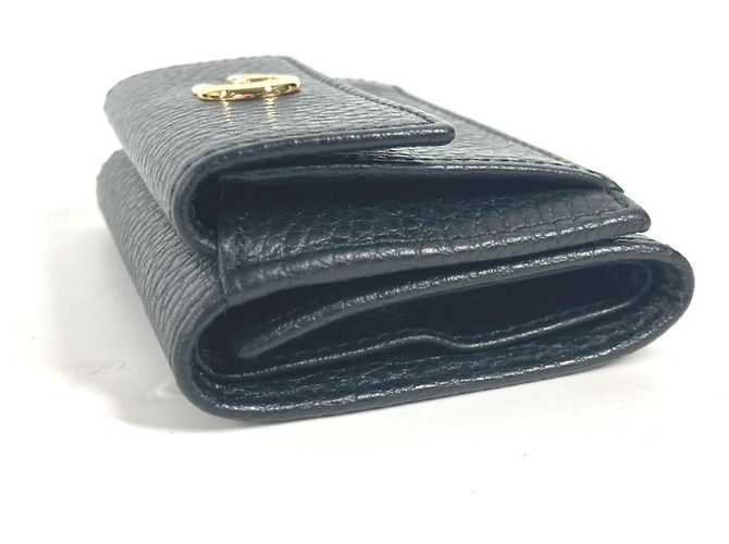 Billetera compacta Gucci GG Marmont Negro Dorado - vista 4