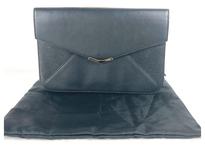Fendi 8M0312 Flap Toujours Pouch Clutch Bag Nero - vista 11