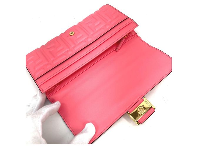 Fendi Langer Geldbeutel aus rosa Leder Pink - Ansicht 5