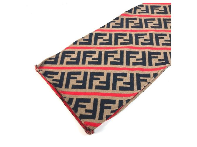 Bufanda de lana Fendi Zucca para mujeres Castaño Roja - vista 4