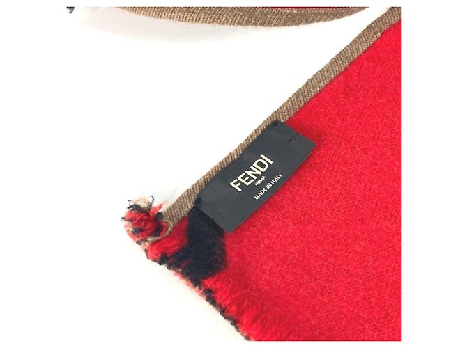 Bufanda de lana Fendi Zucca para mujeres Castaño Roja - vista 6