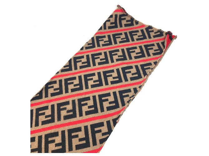 Bufanda de lana Fendi Zucca para mujeres Castaño Roja - vista 7