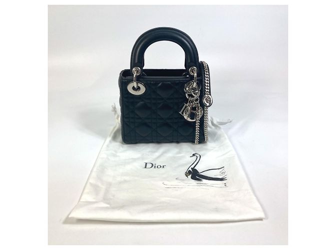 Borsa a Spalla Mini Cannage Lady Dior di Christian Dior Nero - vista 12