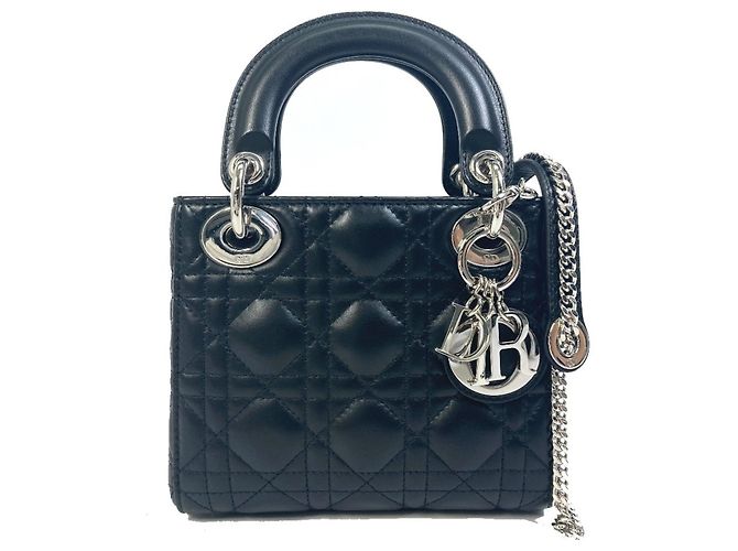 Borsa a Spalla Mini Cannage Lady Dior di Christian Dior Nero - vista 13