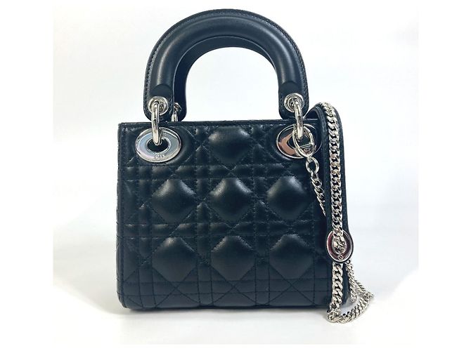 Borsa a Spalla Mini Cannage Lady Dior di Christian Dior Nero - vista 2