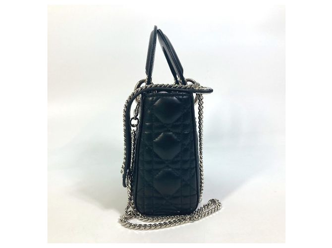 Borsa a Spalla Mini Cannage Lady Dior di Christian Dior Nero - vista 4