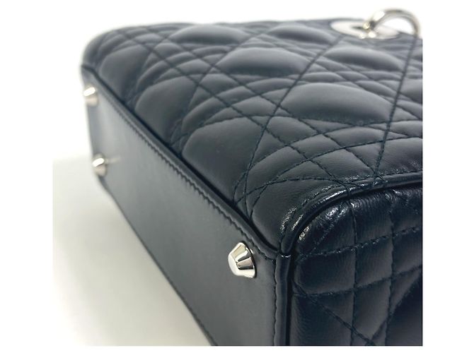 Borsa a Spalla Mini Cannage Lady Dior di Christian Dior Nero - vista 8