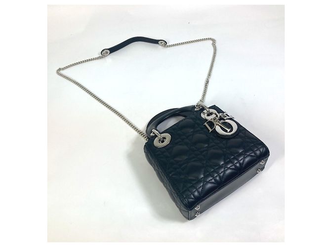 Borsa a Spalla Mini Cannage Lady Dior di Christian Dior Nero - vista 9