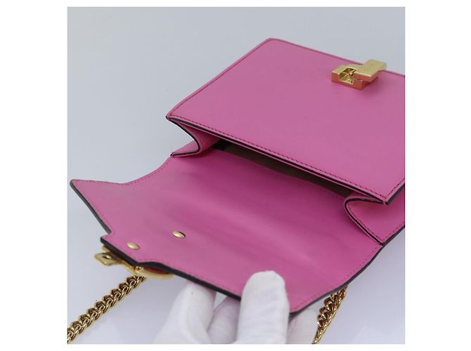 GUCCI Sylvie Web Sherry Line Mini Borsa a Catena in Pelle Rosa 431666 Auth ar12089 - vista 10