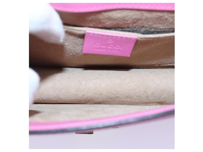 GUCCI Sylvie Web Sherry Line Mini Borsa a Catena in Pelle Rosa 431666 Auth ar12089 - vista 11