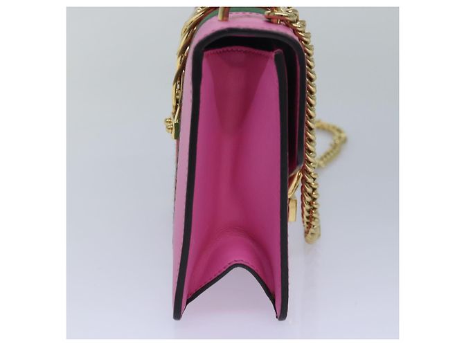 GUCCI Sylvie Web Sherry Line Mini Borsa a Catena in Pelle Rosa 431666 Auth ar12089 - vista 3