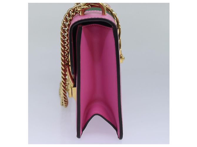 GUCCI Sylvie Web Sherry Line Mini Borsa a Catena in Pelle Rosa 431666 Auth ar12089 - vista 4