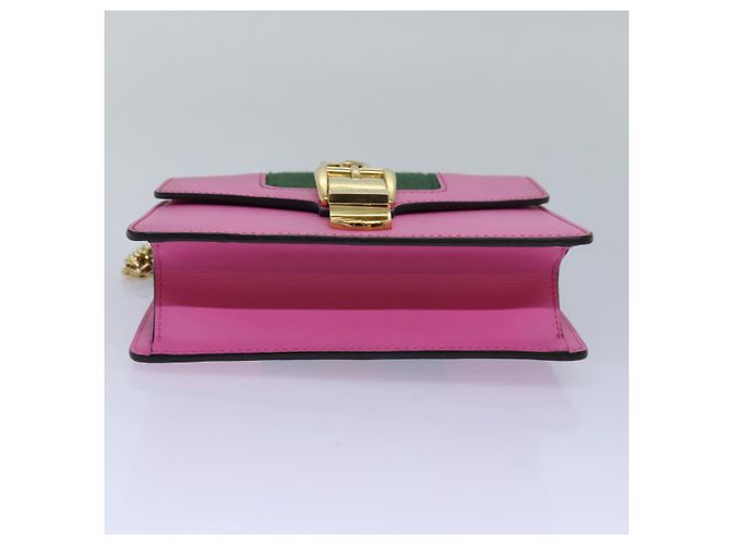 GUCCI Sylvie Web Sherry Line Mini Borsa a Catena in Pelle Rosa 431666 Auth ar12089 - vista 5