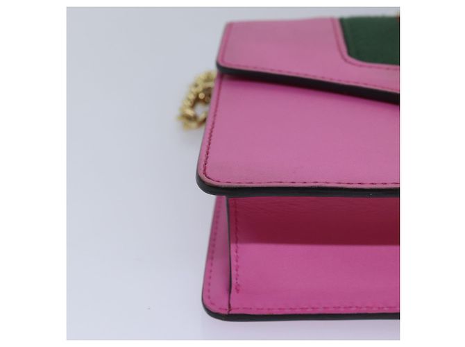 GUCCI Sylvie Web Sherry Line Mini Borsa a Catena in Pelle Rosa 431666 Auth ar12089 - vista 8
