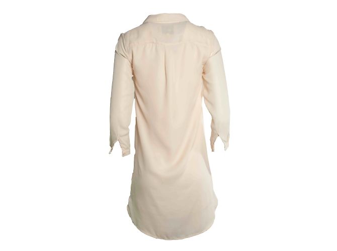 Autre Marque Popcph, Bluse Georgette Hemdkleid in Ecru - Ansicht 3