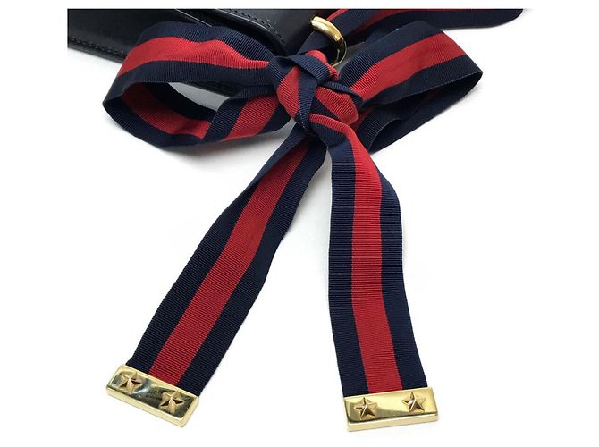 Borsa a Spalla Gucci Sherry Line Sylvie Small Ribbon Nero - vista 10