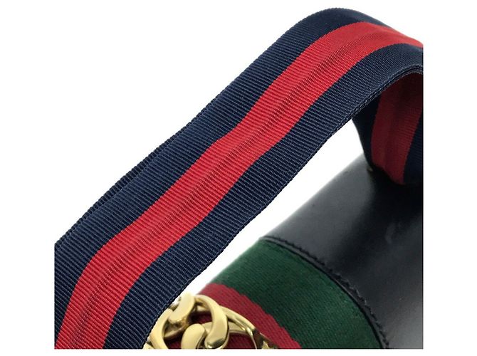 Borsa a Spalla Gucci Sherry Line Sylvie Small Ribbon Nero - vista 11