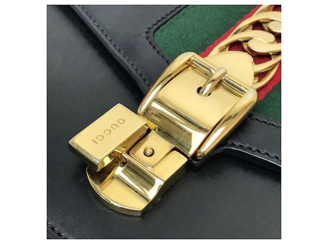 Borsa a Spalla Gucci Sherry Line Sylvie Small Ribbon Nero - vista 2
