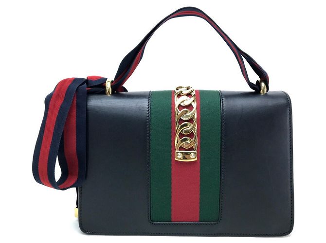 Borsa a Spalla Gucci Sherry Line Sylvie Small Ribbon Nero - vista 4