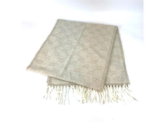 Gucci 570603 GG Sherry Line Stola in Lana Beige - vista 2