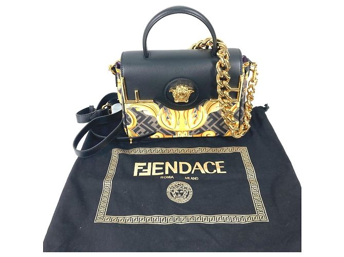 Borsa a tracolla La Medusa di Fendi Versace Marrone Nero - vista 15