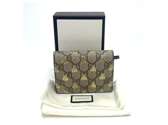 Gucci GG Bee Compact Bi-Fold Wallet Beige - view 8