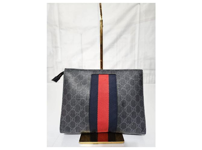 Borsa Clutch Gucci GG Supreme Web Nero - vista 2