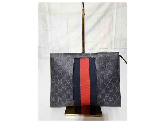 Borsa Clutch Gucci GG Supreme Web Nero - vista 3