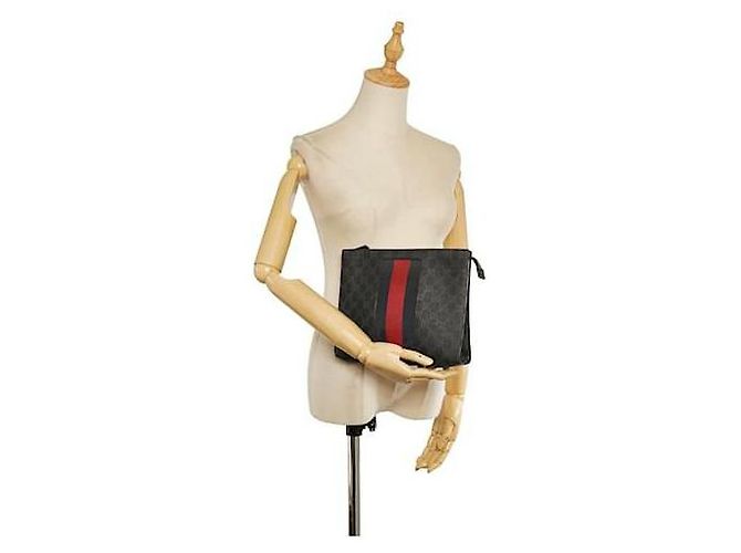 Borsa Clutch Gucci GG Supreme Web Nero - vista 6