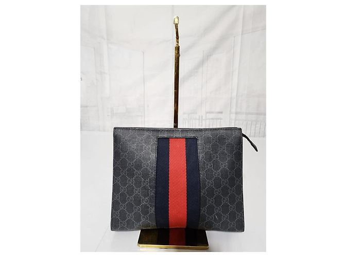 Borsa Clutch Gucci GG Supreme Web Nero - vista 7