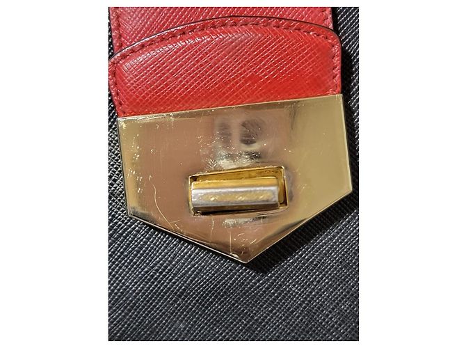 Borsa PRADA Saffiano Tri-Color Turn Lock Bianco Rosso Nera Nero - vista 10