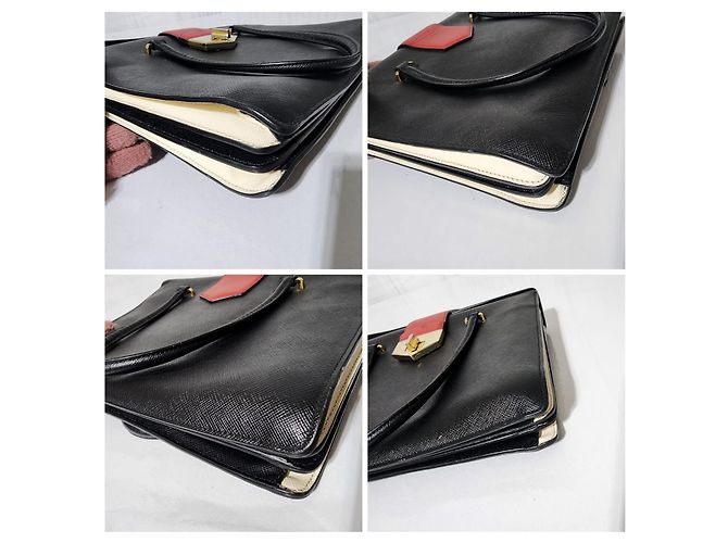Borsa PRADA Saffiano Tri-Color Turn Lock Bianco Rosso Nera Nero - vista 11