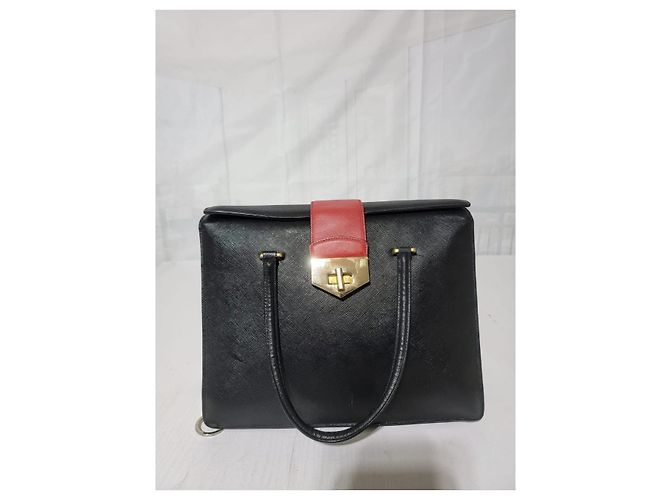Borsa PRADA Saffiano Tri-Color Turn Lock Bianco Rosso Nera Nero - vista 6