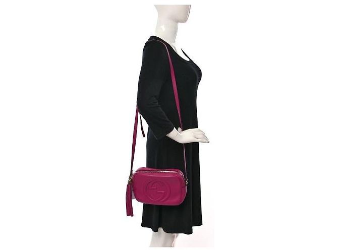 GUCCI Borsa Disco Soho Piccola in Pelle di Vitello Rosa Magenta - vista 13
