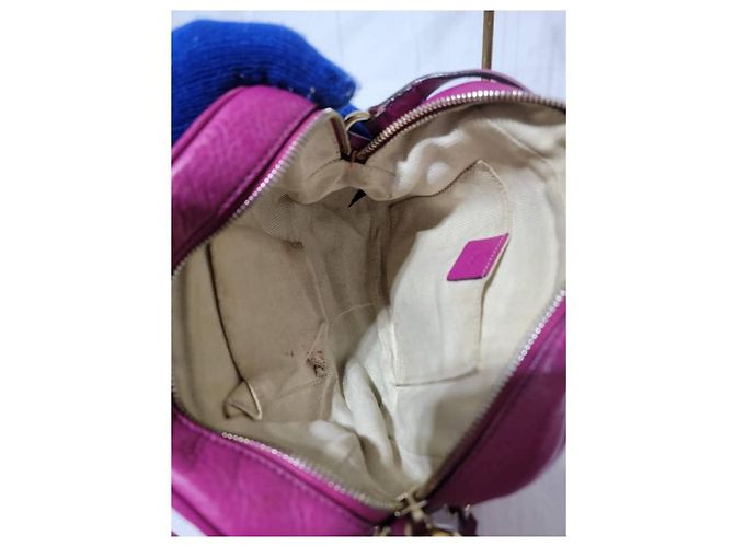 GUCCI Borsa Disco Soho Piccola in Pelle di Vitello Rosa Magenta - vista 14
